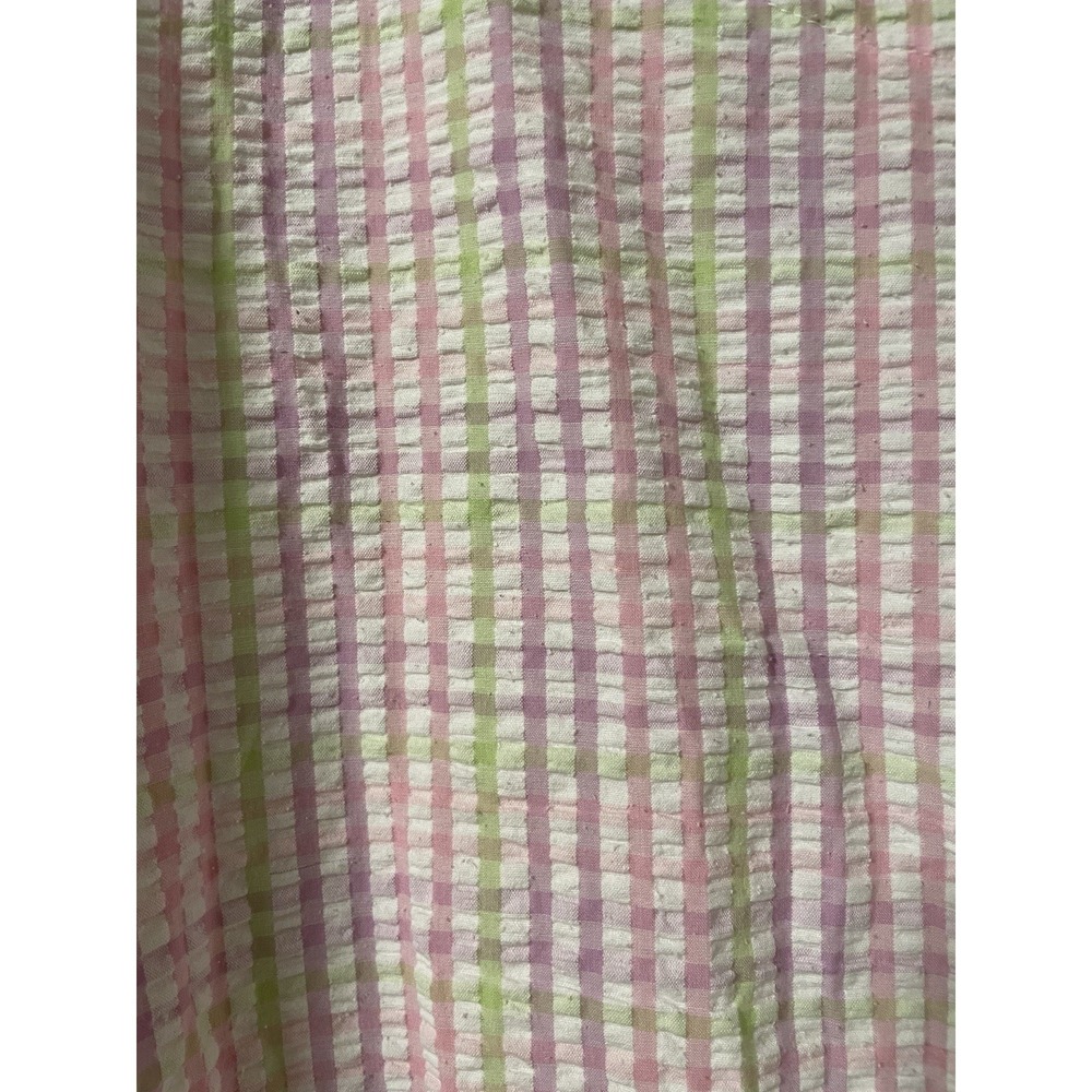 Miss Elaine Seersucker Zip Long Robe Housecoat Embroidered Pink Green Purple XL - Picture 6 of 6